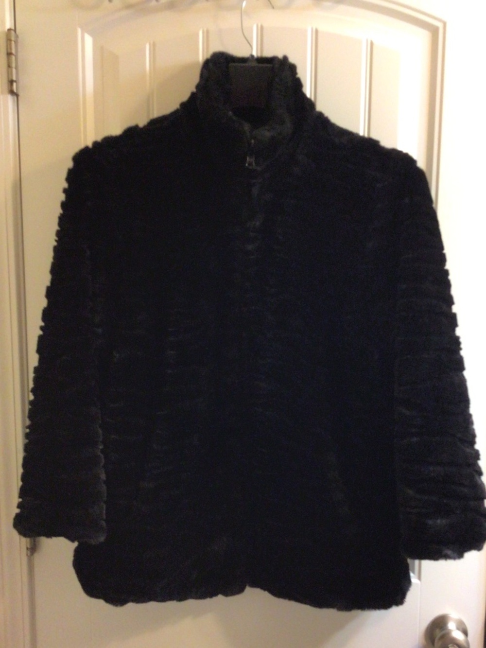 Preston & York Petites Reversible Black Faux Fur Jacket